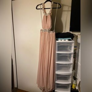 Pink, glittery, embellished prom dress